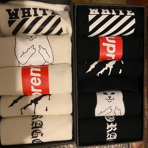 10 PAIRS off white/supreme ankle socks